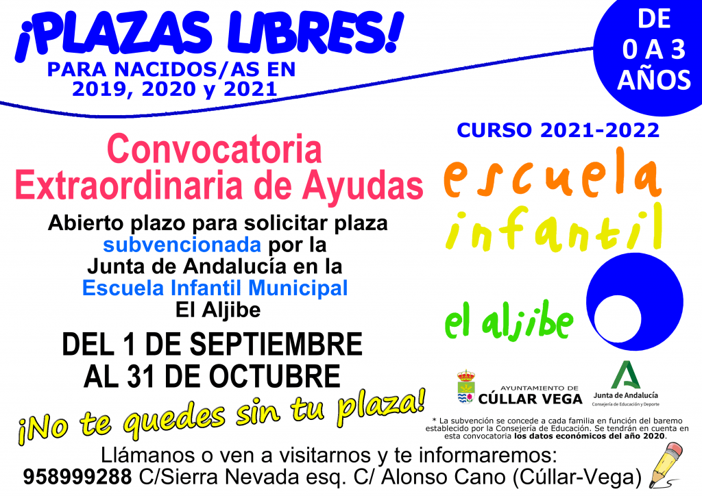 Convocatoria Extraordinaria de Ayudas para la Escuela Infantil Municipal