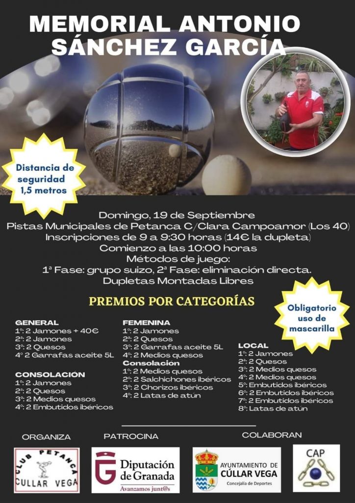 Un torneo de petanca rendirá homenaje a Antonio Sánchez, vecino de Cúllar Vega fallecido por COVID-19