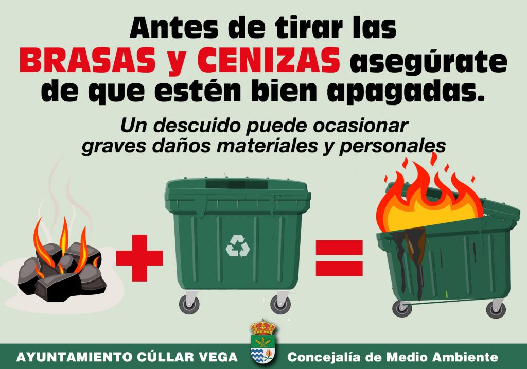 Antes de tirar las brasas y cenizas asegúrate de que estén bien apagadas
