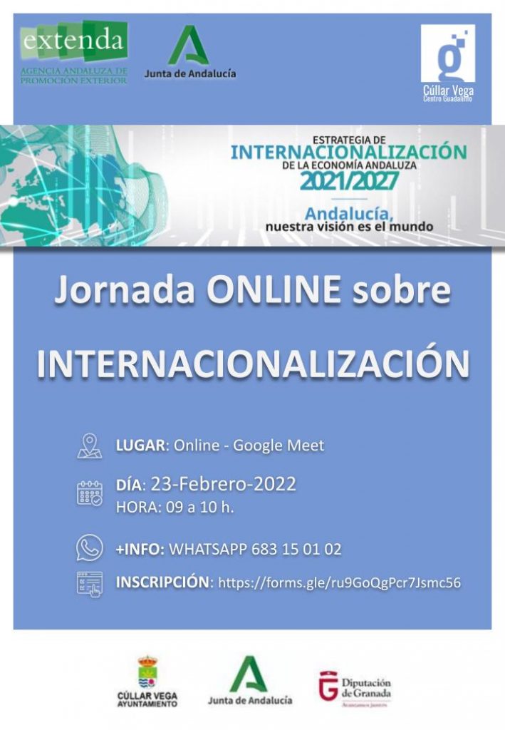 Jornada ONLINE sobre INTERNACIONALIZACIÓN dirigido a Empresas y Emprendedores/as