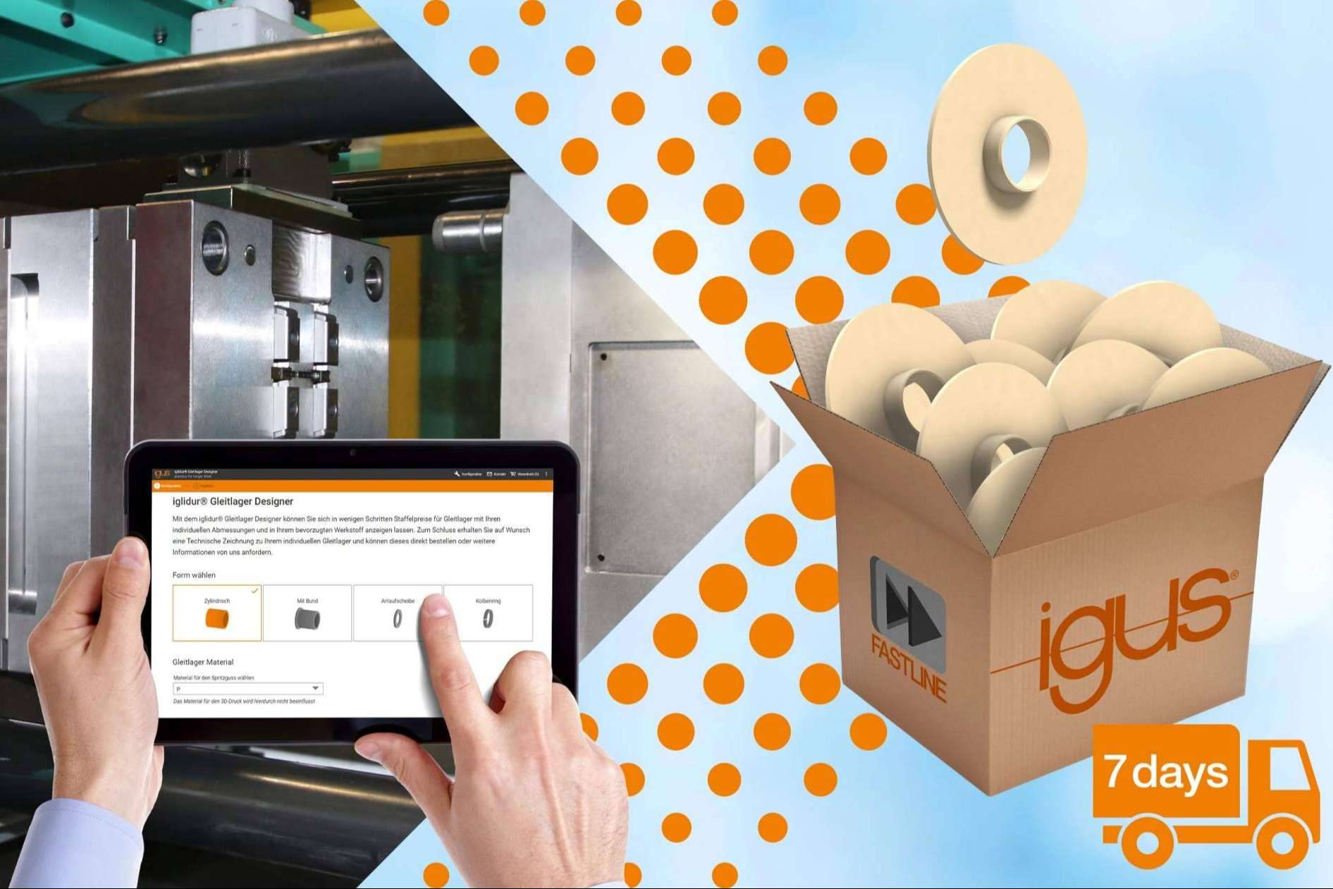 igus presenta el servicio FastLine con el que se puede disponer de cojinetes inyectados en tan solo 7 días